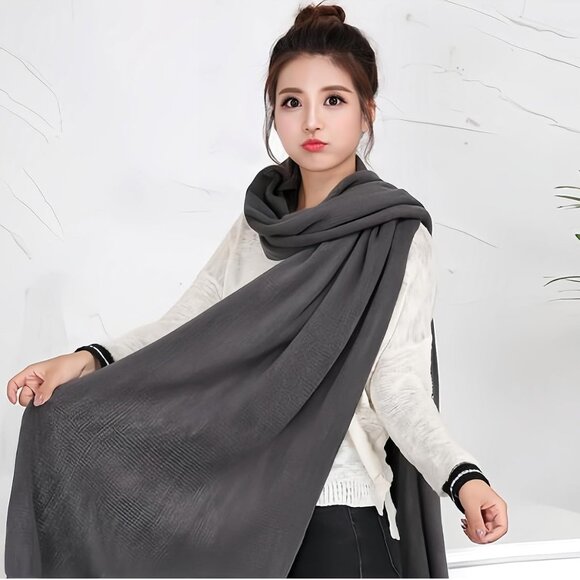 Women's Warm Scarves Long Shawl Winter Warm Large Scarf Pure Color - Picture 2 of 4